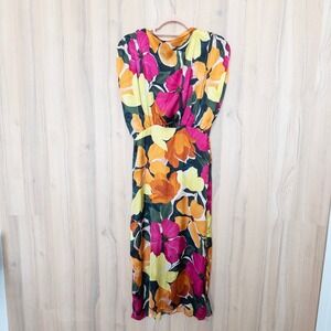 Dress Forum Floral Midi Dress M Colorful‎ Resort Boho Tropical Vacation Retro